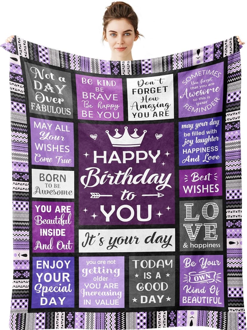 Yamco Birthday Gifts for Women - Happy Birthday for Woman Throw Blanket 60"x50" - Women's Birthday Gifts Unique - Cool Presents for Her Birthday - Female Bday Gift Ideas Friendship - Bday Decorations