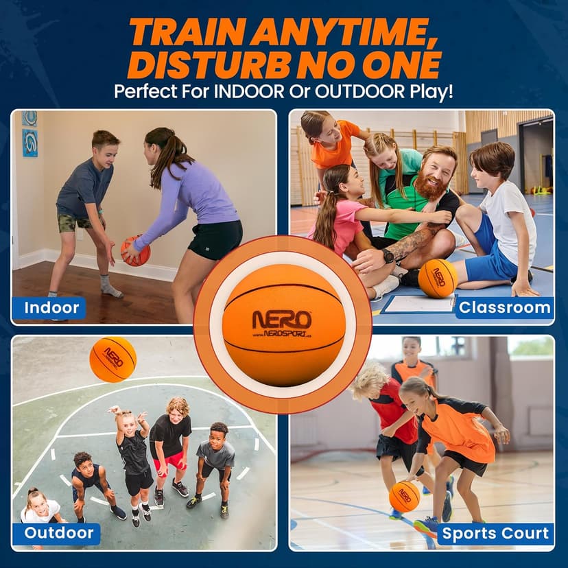 Ninja Silent Basketball- Soft Foam Indoor Hoop Play | Soundless Ball for Quiet Dribbling and Indoor Training