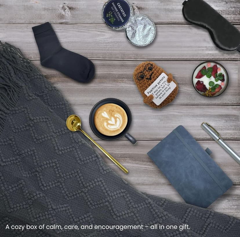 Get Well Soon Gift Baskets for Men&Women- Self Care Package/Brithday - After Surgery, Sympathy Gifts for Loss of Loved One, Thinking of You/Grief/Bereavement/Miscarriage Gifts (Grey & Navy Blue)