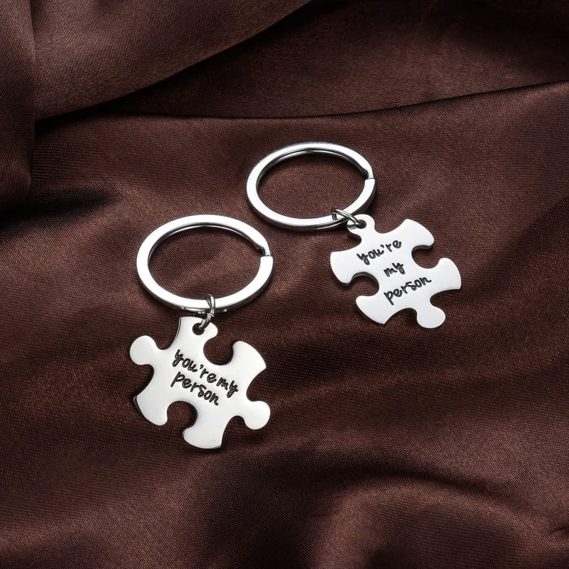 2PC You're My Person Puzzle Stainless Steel Keychain Jewelry Set Valentines Day Best Friend Gift Key Chain