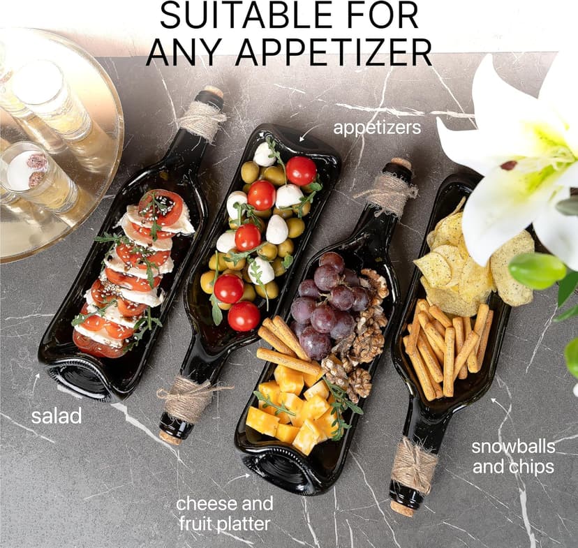 Melted Wine Bottle Serving Boards; Decorative Rectangle Serving Trays for Home Decor; Small Cheese Platter Serving Board; Unique Cheese and Cracker Tray for Dinner Party