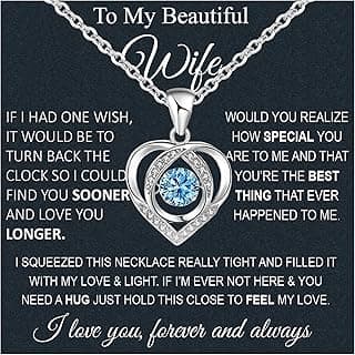 Wife Necklace From Husband To My Wife Necklace Soulmate Necklace For Women Future Wife Jewelry Birthday Christmas Valentine's gifts For Girlfriend Message Card & LED Box