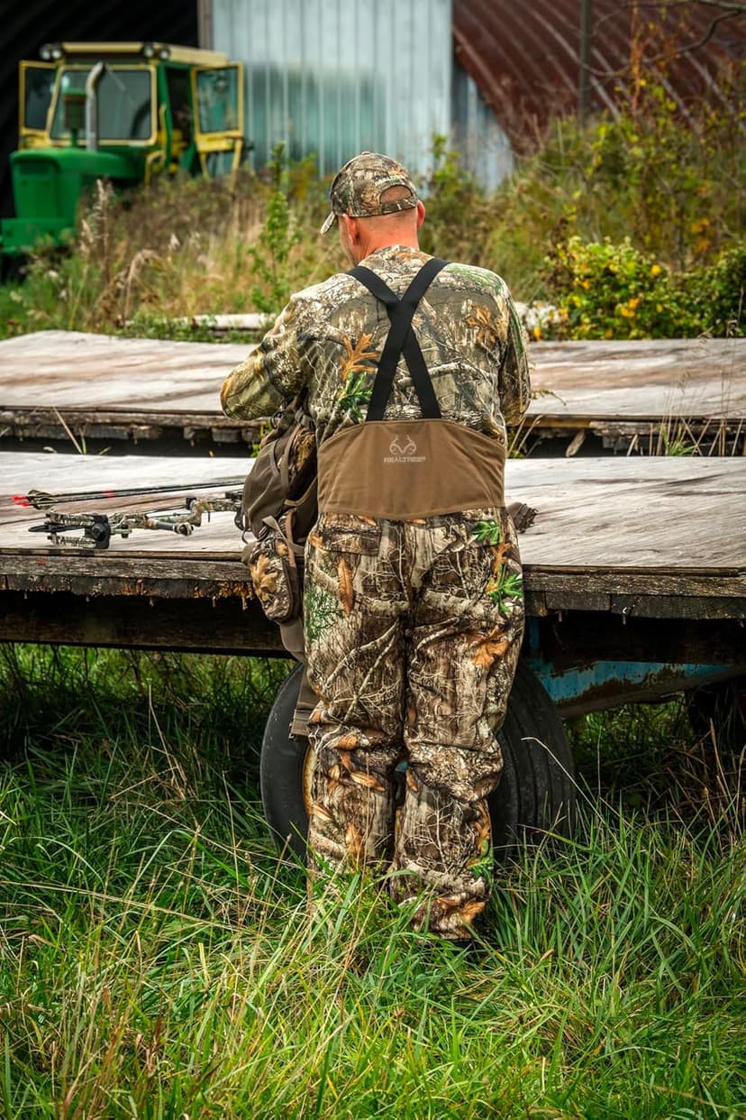 Realtree Men's Camo Hunting Insulated Water Resistant Breathable Midweight Super Warm Bibs Coveralls