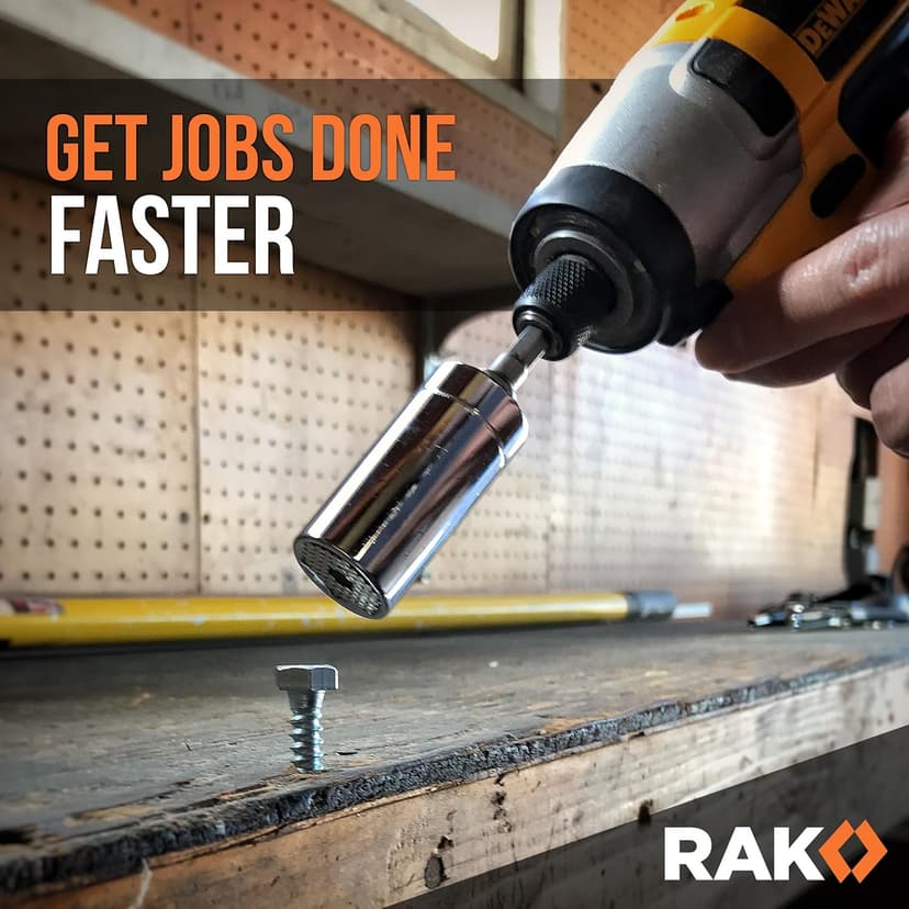 RAK Super Universal Socket Tool, 7-19mm Universal Socket Wrench Set, Gator Grip with Power Drill Adapter Set, Stocking Stuffer, Ideal Cool Gadgets Stuff for Birthday Gifts for Men Dad Husband