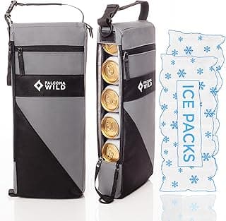 Golf Cooler Bag Plus 2 Ice Packs - Keeps Drinks Cold for Hours - Holds 6 Cans - Fits Discreetly in Golf Bags - Insulated Beer Sleeve and Cooler Accessories