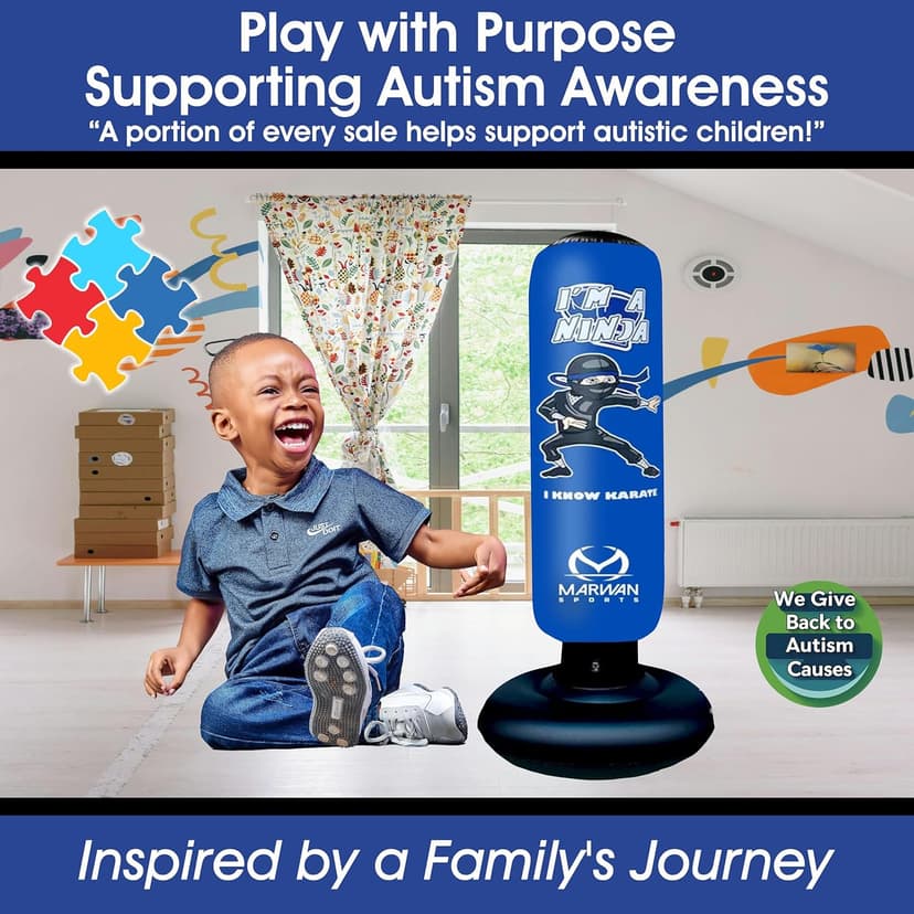 5-in-1 Inflatable Punching Bag for Kids – 63" Karate Toy Set with Boxing Gloves, Durable Fast Rebound, Active Play Birthday for Boys & Girls Ages 4-12