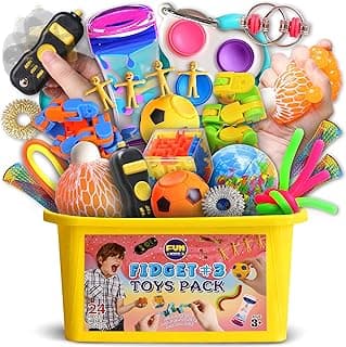 Gift Fidget Box Toys Pack for Kids 3-12, FunKidz Sensory Toys for Boys Girls Age 7-12 Autistic Children in Mystery Storage Portable Box