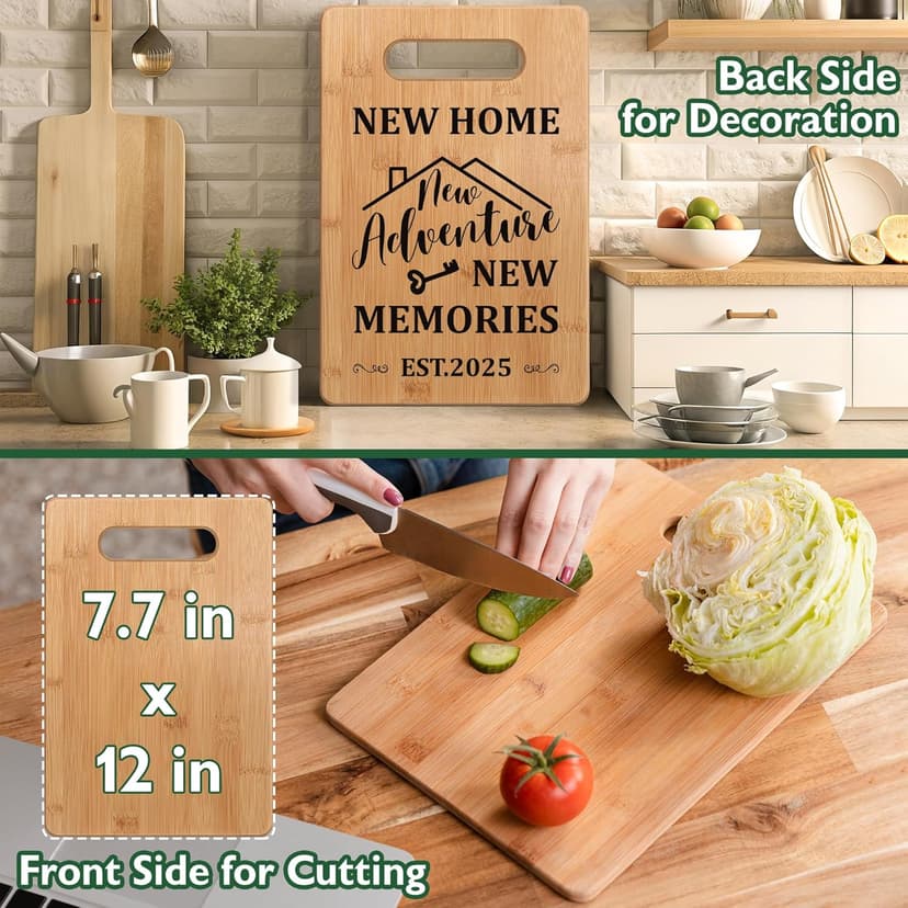 Housewarming Gift for New House Homeowner, House Warming Gifts New Home 2025 Cutting Board Gift, First Home Gift for Neighbor, Realtor Closing Gifts for Home Buyers New Home New Adventure New Memories