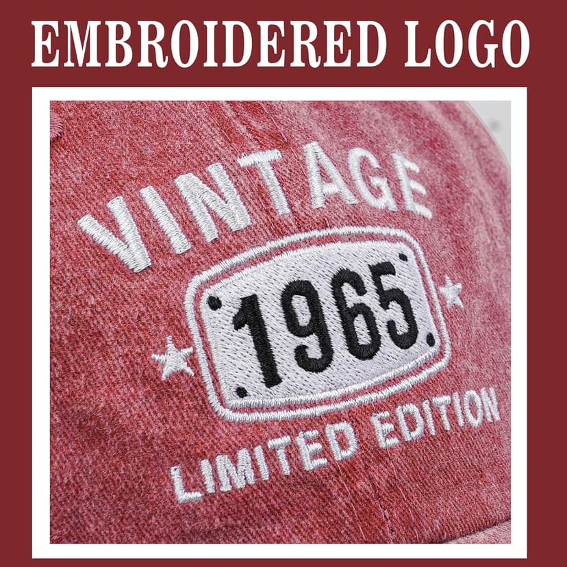 60th Birthday Gifts for Men Women 1965 Hats Vintage 60 Year Old Embroidered Baseball Cap