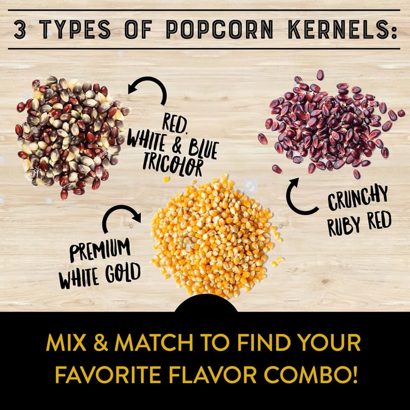 Urban Accents MOVIE NIGHT Popcorn Kernels and Popcorn Seasoning Variety Pack (set of 8) - 3 Non-GMO Popcorn Kernel Packs and 5 Gourmet Popcorn Snack Seasoning