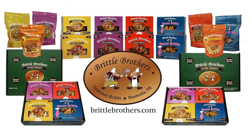 Brittle Brother's Bacon Brittle - 8 oz Box - Voted #1 in America - 4 x's more Nuts! - Cashew Pecan Bacon Corporate Gift Men Women Candy Snack Birthday Sampler Christmas Mother Father Graduation Office Mix Valentines Day Party