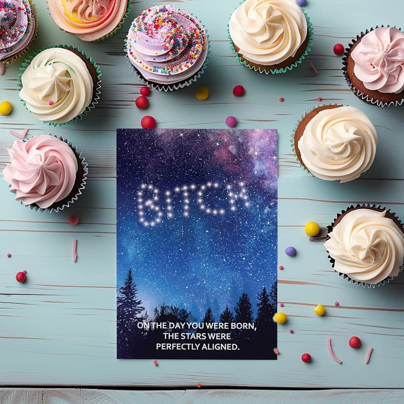 Gelid On The Day You Were Born, The Stars Were Perfectly Aligned - Funny Happy Birthday Cards for Women Her Sister - Humorous Thinking of You Gift Idea Best Friend - Bday Card for Bestie Girlfriend