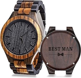 kullder Personalized Engraved Watch for Best Man Groomsmen Gifts for Wedding Mens Custom Wooden Watches for Men Personalized Groomsmen Husband Dad Father Gifts Ideas