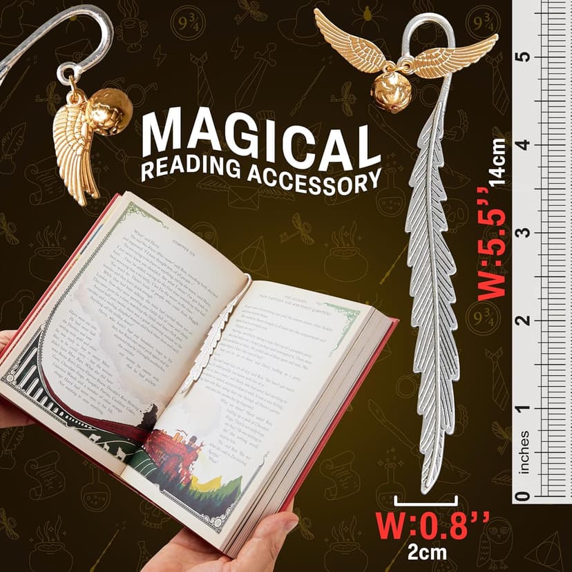 Harry Potter Metal Bookmark with Hanging Charm Golden Snitch Hogwarts Reading Gifts Book Lovers Gift Box (Golden Snitch)