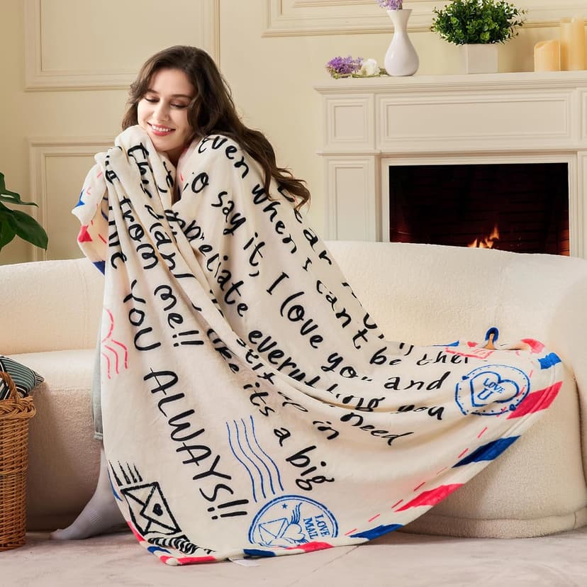 Joiedomi Birthday Gifts for Mom Soft Flannel Mom Blanket for Women Wife Grandma Mothers Day Anniversary Present from Daughter Son 50" x 60" Ivory White