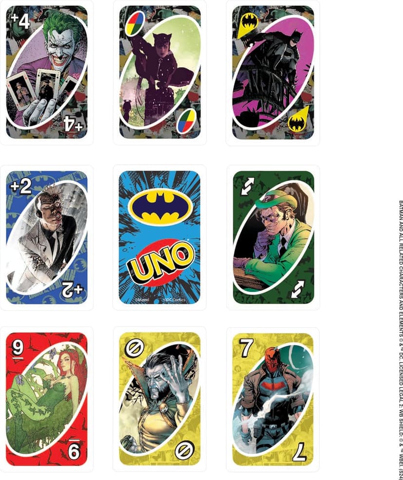Mattel Games UNO Batman Card Game for Kids, Adults & Family with Collectible Deck & Special Rule Inspired by Batman Comics