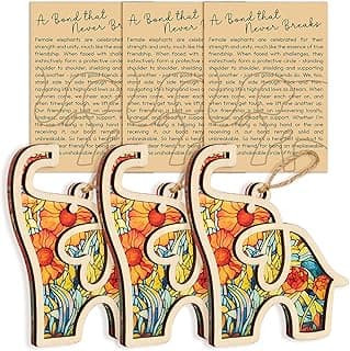 Sensemory Best Friend Birthday Gifts for Women, Friendship Elephant Ornament with Story Card, Friendship Gifts for Women, Birthday Presents for Best Friends Sisters Special Bond Decor, Suncatcher (Set 3 Yellow)