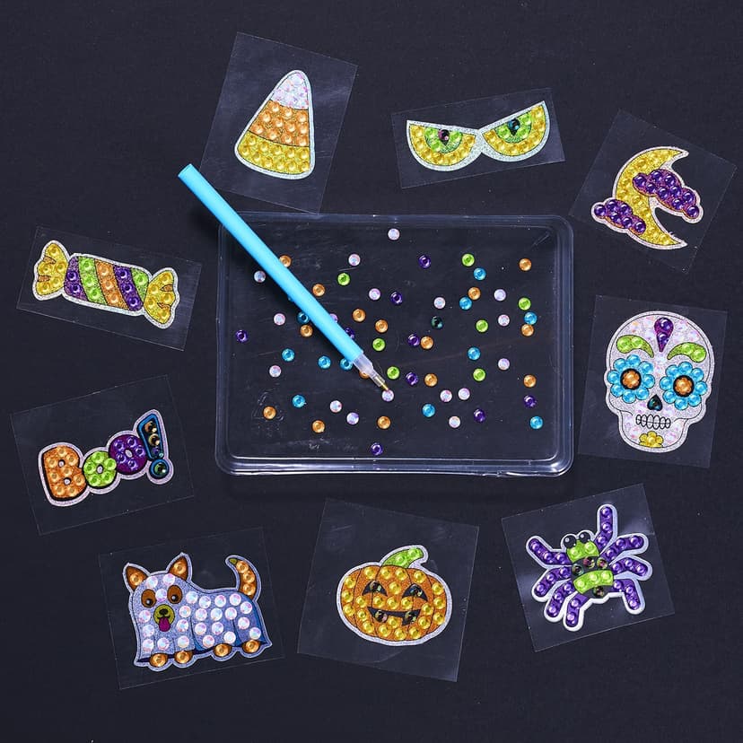 Creativity for Kids Halloween Big Gem Diamond Painting Kit | Create 13 Spooky Stickers & 2 Suncatchers with 1000+ Colorful Gems | Fun for Parties, Gifts & Seasonal Décor (Ages 6+)