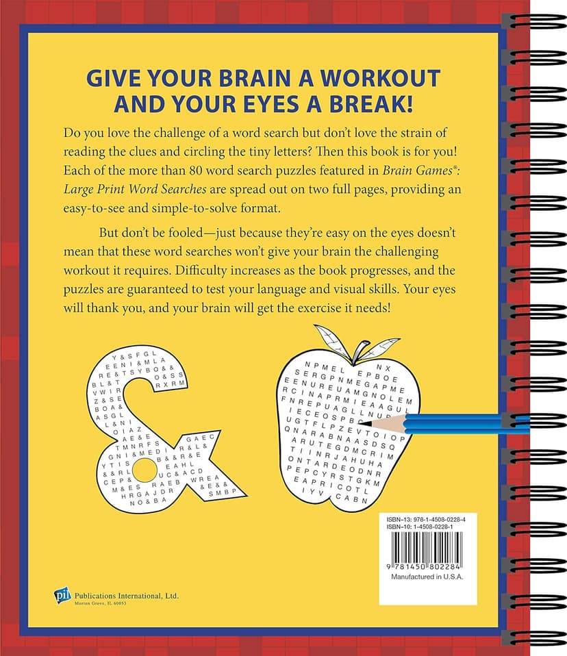 Brain Games - Word Searches - Large Print (Red) (Brain Games Large Print)