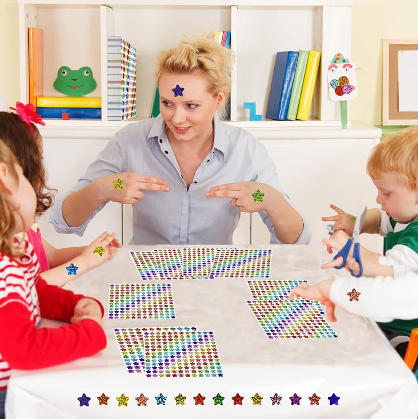 2340 Pack Holographic Star Stickers for Kids Reward，0.6“ Sparkly Small Star,Behavior Chart, School Classroom Student Teacher Supplies