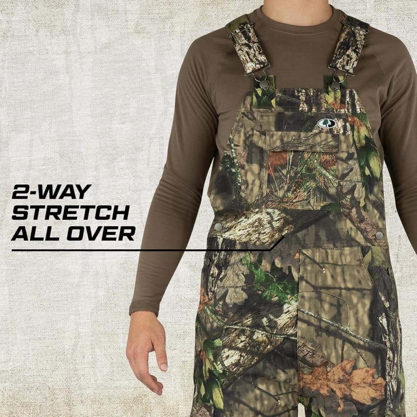 Mossy Oak Cotton Mill 2.0 Camo Hunting Bibs, Uninsulated Camo Overalls for Men