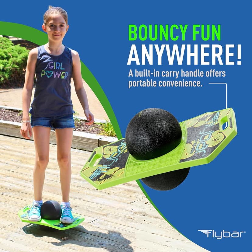 Flybar Pogo Trick Ball for Kids – Balance Bounce Board with Anti-Slip Deck – Pump Included - Indoor & Outdoor Toys for Boys and Girls Fun Way to Reduce Screen Time Supports up to 160 lbs – Ages 6+
