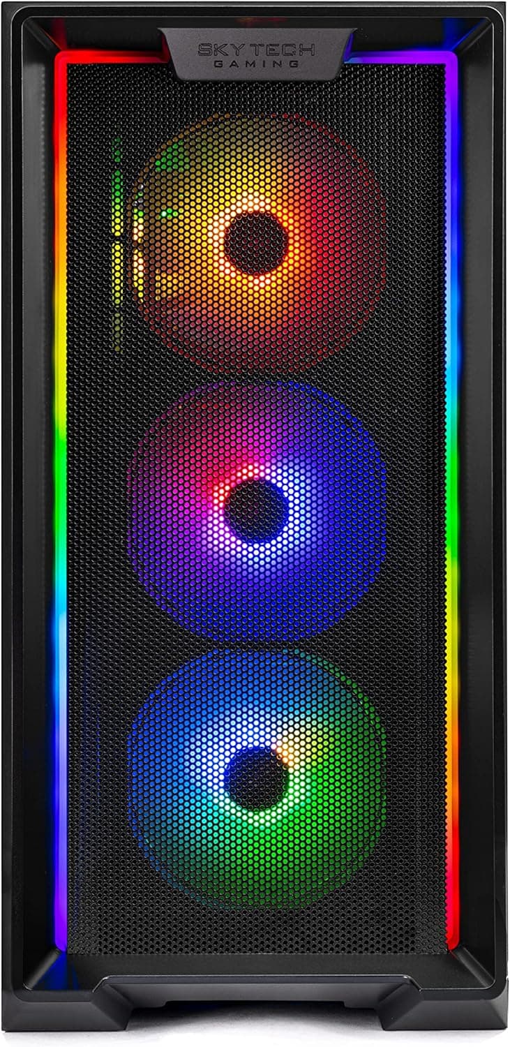 Skytech Gaming Nebula Gaming PC Desktop – AMD Ryzen 5 3600 3.6 GHz, NVIDIA GTX 1650, 500GB NVME SSD, 16GB DDR4 RAM 3200, 600W Gold PSU, 11AC Wi-Fi, Windows 11 Home 64-bit,Black