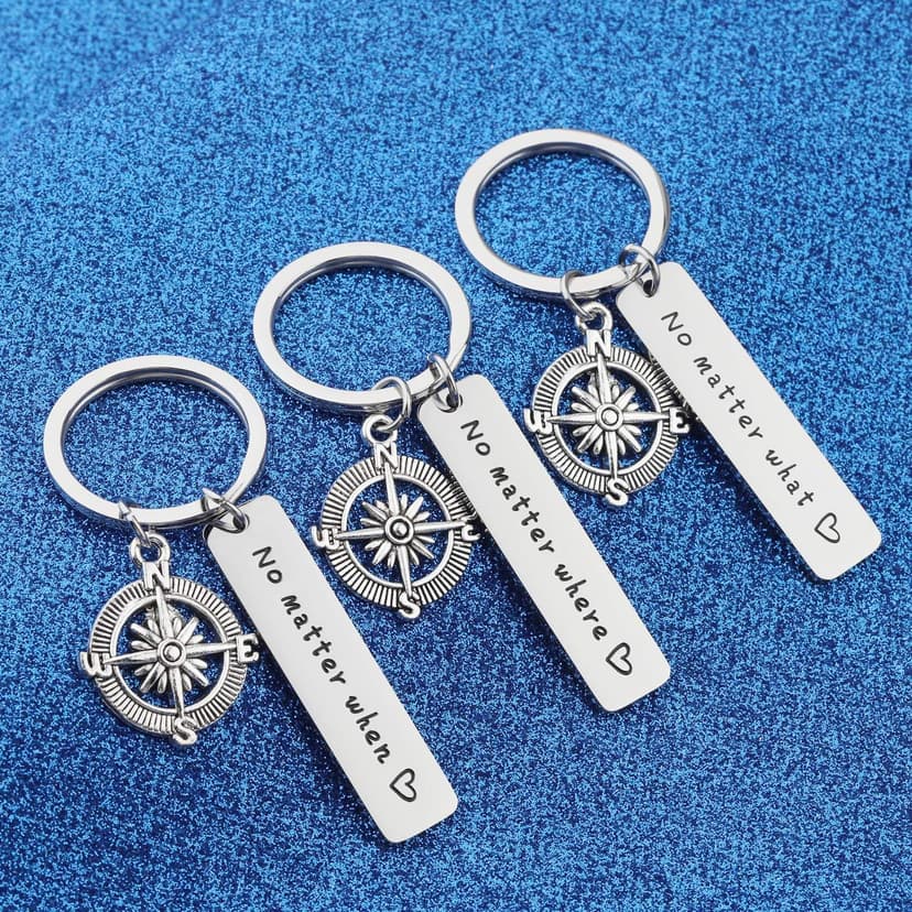 WUSUANED No Matter What Where When Compass Best Friend Keychain Set Long Distance Friendship Gift For Sister Best Friends