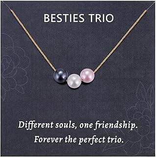 Kvekstio 8mm Pearl Pendant Necklace Gift for Women, Elegant Three Pearls Jewelry for Birthday, Christmas, Friendship Day