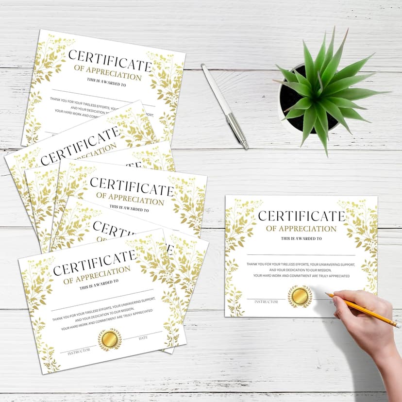 Certificate of Appreciation -25pcs, Certificates of Recognition, Thank You Gifts Certificates for Employees, Staff, Teachers, Volunteers, 8×10 Inch Award Certificate-A08