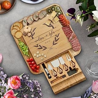 Bambüsi Personalized Charcuterie Board - Custom Engraved Bamboo Cheese Board Set for Couples, House Warming Gifts New Home, Wedding, Bridal Shower, Birthday Gifts for Women, Anniversary, Chrismas