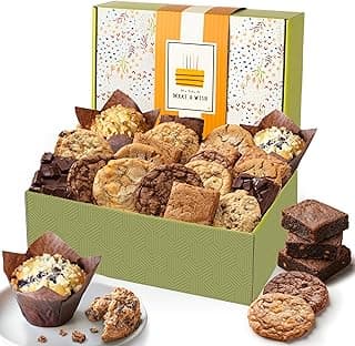Broadway Basketeers Happy Birthday Gift Baskets for Prime Delivery Gourmet Cookie Gifts Box with Brownies, Individually Wrapped Edible Care Package for Men, Women, Husband, Wife, Mom, Dad, Families