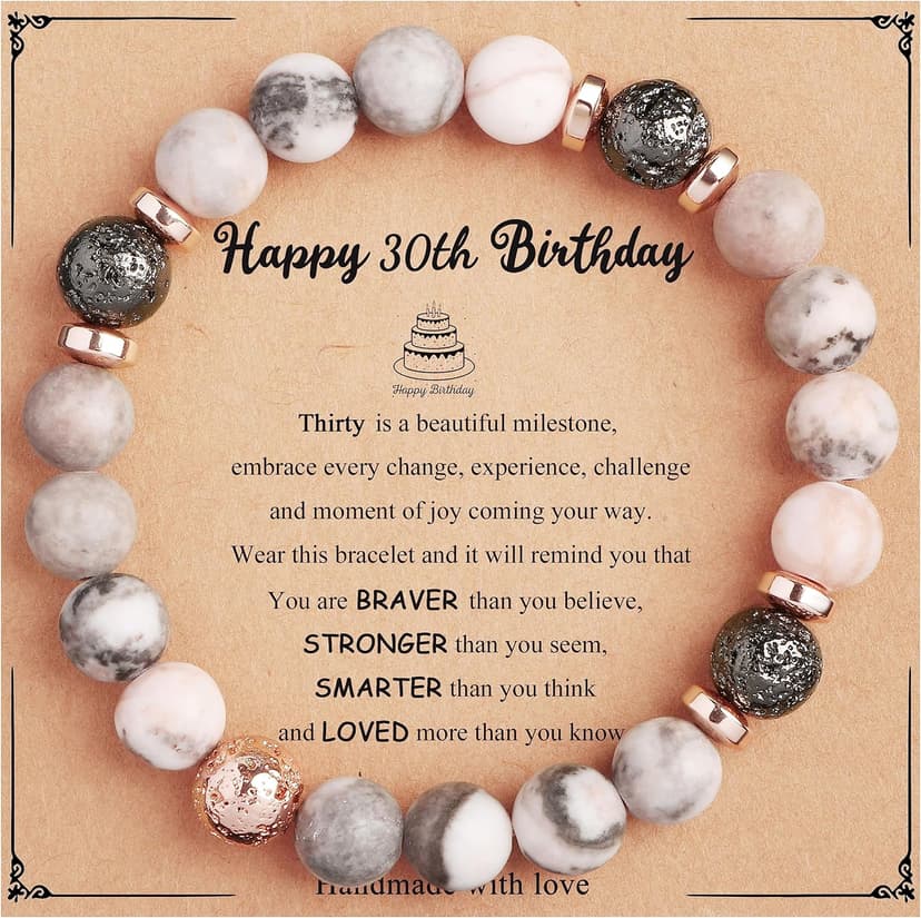 Yiyang 13th 16th 18th 21st 25th 30th 35th 40th 45th 50th 60th 65th 70th 75th 80th Birthday Gifts for Women, Natural Stone Bracelet Birthday Gifts for Women Mom Daughter Grandma Sister Coworker