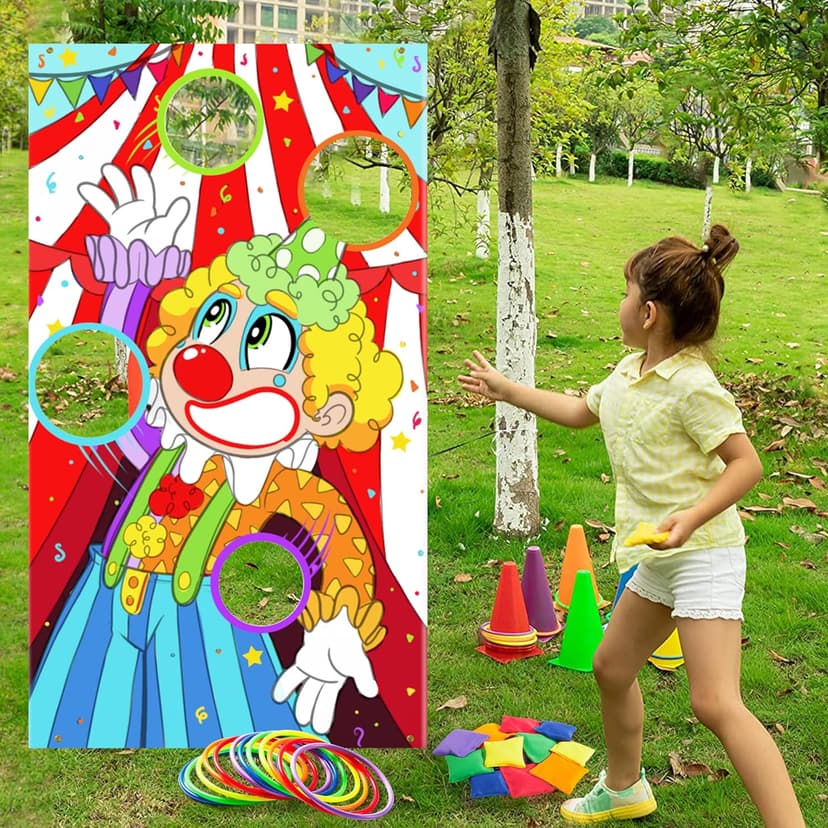 JOYIN 31PCS 3 in 1 Carnival Games, Easter Ring Toss Yard Set, Bean Bags, Cones - Outdoor Toys for Toddlers & Kids, Children's Indoor Play, Family Fun, Kids Party Cornhole Set, Lawn Games