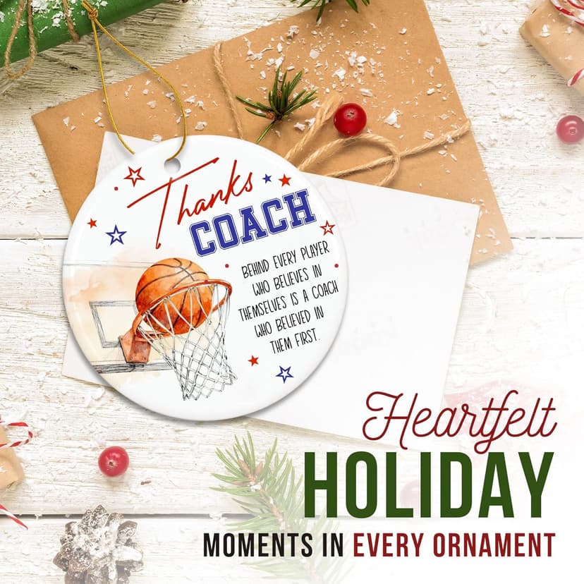 ZAGKOO Basketball Coach Ornament 2025 - Coaches Christmas Ornaments for Men and Women - Basketball Coach Gifts - Sports Thank You and Appreciation Gift Ideas - Ceramic Xmas Tree Ornament Decoration