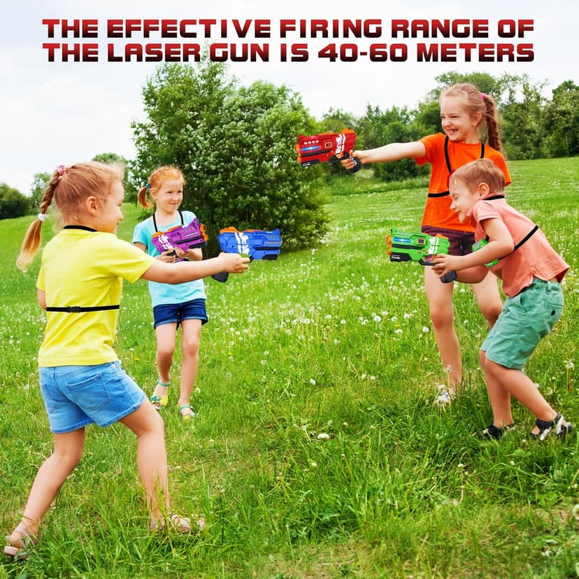 Laser Tag Guns Set of 4 Laser Tag Guns with Digital LED Score Display Vests,Gifts for Teens and Adults Boys & Girls,Adults and Family Fun,Gift for Kids Ages 8 9 10 11 12+Year Old Boy