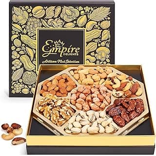 Nuts Gift Basket - Gourmet Nut Mix Gift Box, 7 Section Snack Basket with Assorted Nuts, Premium Nut Mix, Thoughtful Gifts for Holidays, Birthdays and Special Occasions