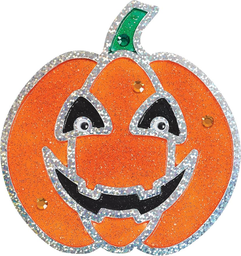 Creativity for Kids Halloween Window Art Kit | Create 7 Spooky Suncatchers with Paint, Rhinestones & Wiggly Eyes | DIY Craft Kit for Kids | Fun for Parties, Gifts & Seasonal Décor (Ages 6+)