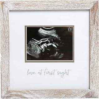 Pearhead Love at First Sight Sonogram Picture Frame, Gender Neutral Ultrasound Keepsake, Baby Gift for Expecting Parents, Ideal Pregnancy, Shower and Nursery Decor, 4” x 3” Photo Insert, Rustic