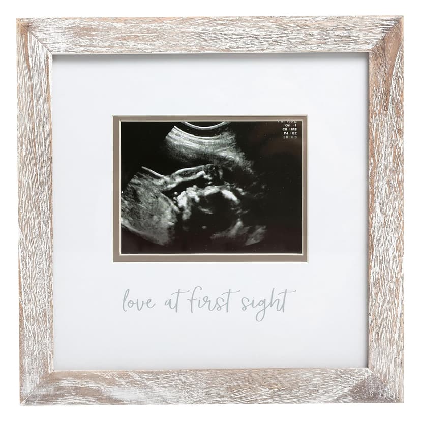 Pearhead Love at First Sight Sonogram Picture Frame, Gender Neutral Ultrasound Keepsake, Baby Gift for Expecting Parents, Ideal Pregnancy, Shower and Nursery Decor, 4” x 3” Photo Insert, Rustic