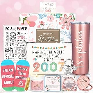 18th Birthday Gifts for Girls Trendy 18 Year Old Girl Birthday Gifts for 18 Year Old Girl Gift Ideas Unique Age 18 Gift for Female Teen Girls Her Daughter Happy 18th Decoration Presents with Tumbler
