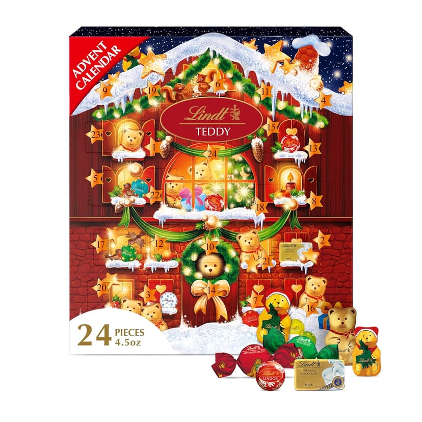 Lindt Holiday Teddy Bear Advent Calendar Assorted Chocolate Candy, 4.5 oz.