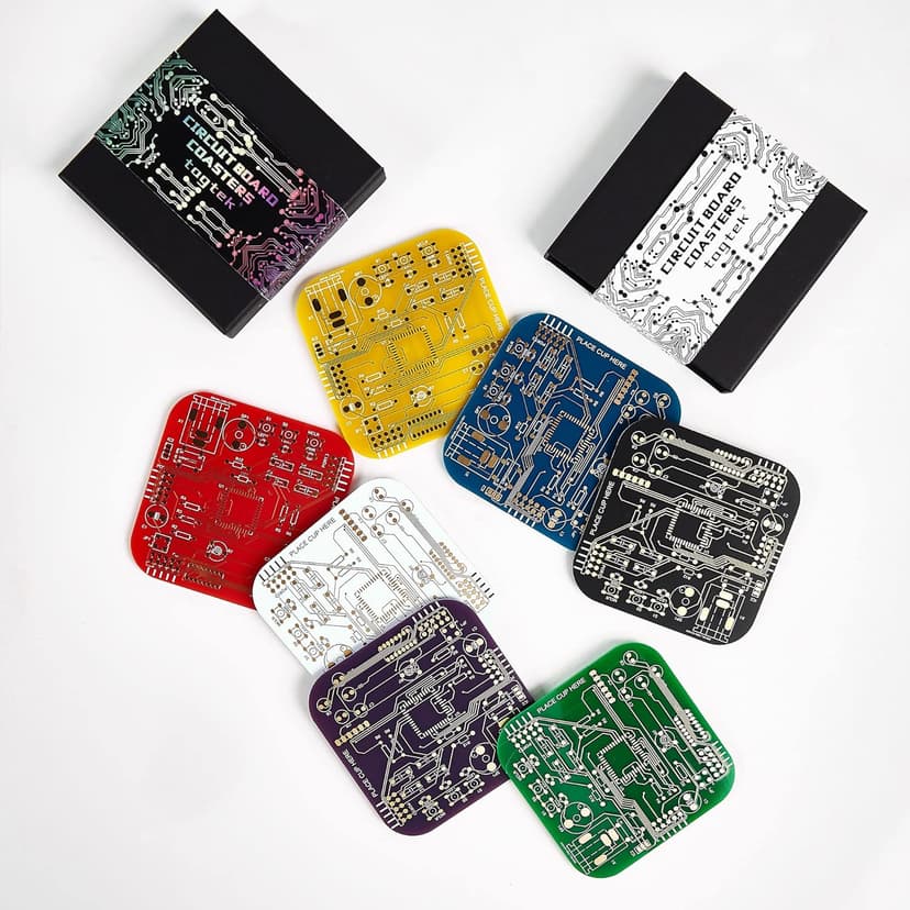 Coasters for Drinks in PCB-Design Green Coasters Decor with Immersion Gold Circuit Board for Coffee Table Bar Office Tech Gifts for Boyfriend Gamer Geek Engineer Dad Men Anniversary