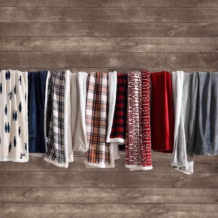 Eddie Bauer - Throw Blanket, Super Soft Reversible Sherpa Fleece Bedding, Cozy Plaid Home Decor (San Juan Red Clay, 50" x 60")