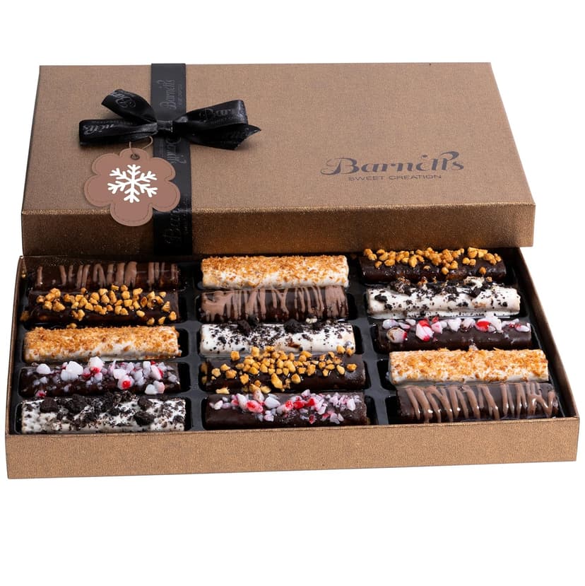 Barnetts Christmas Holiday Thanksgiving Chocolate Gift Baskets, 15 Crepes Cookie Chocolates Candy Box, Gourmet Chocolate Covered Cookies Holiday Gifts, Spring Candy Basket Gifts Ideas, for Dad, Husband, Son, Grandfather Food Delivery Ideas