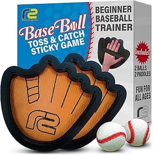 Toss and Catch Ball Game Set - Easy to Use Sticky Balls & Beginner Baseball Training Glove - Premium Toy Paddle Fits All Hand Sizes From Toddlers to Teens & Adults - Fun Gift Idea for Boys and Girls