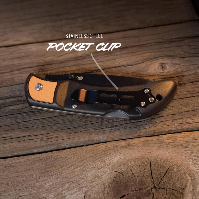 OUTDOOR EDGE OUTDOOR EDGE 3.5" RazorLite EDC Knife. Pocket Knife with Replaceable Blades and Clip. The Perfect Hunting Blade for Skinning Deer. Blaze Orange with 6 Blades