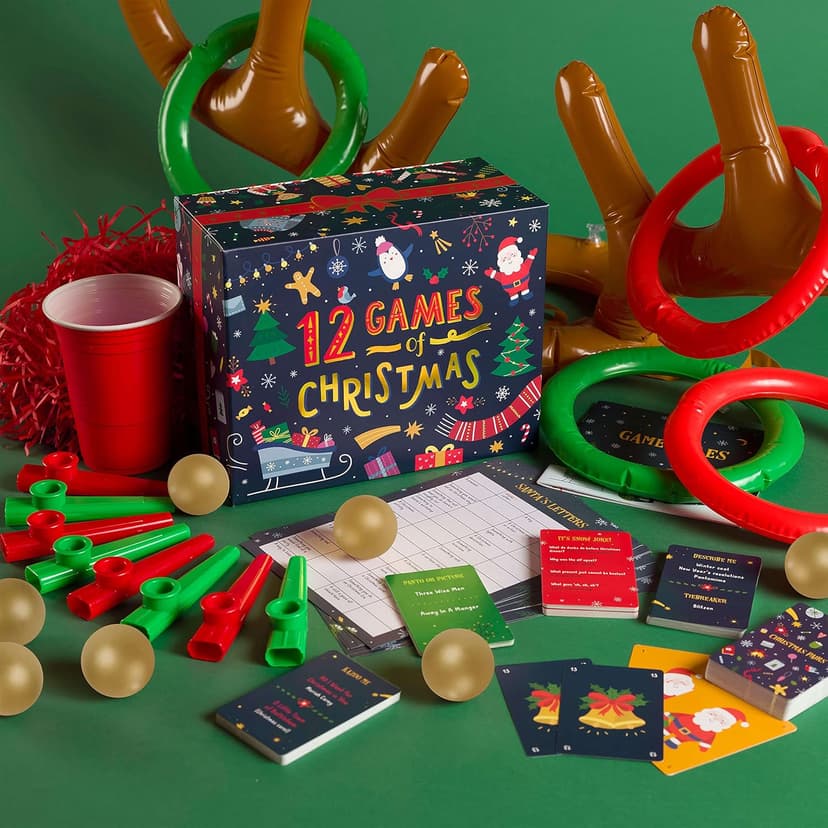 Gutter Games 12 Games of Christmas - 12 Hilarious Holiday Activities [Family Party Games Pack for Kids, Teens & Adults] - by Beat That! Game - Multicolor