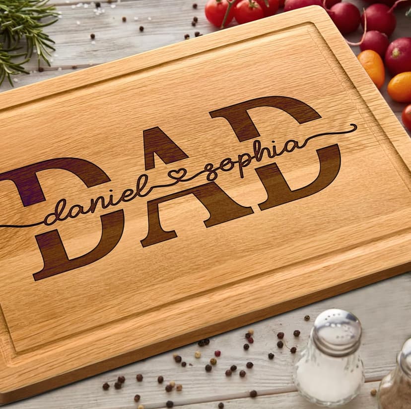 Personalized Dad Cutting Board, Custom Dad Gifts with Kids Names, Grill Father Boards, Cooking BBQ Grilling Gift For Men, Dad, Grandpa, Mens Gifts for Fathers Day, Christmas