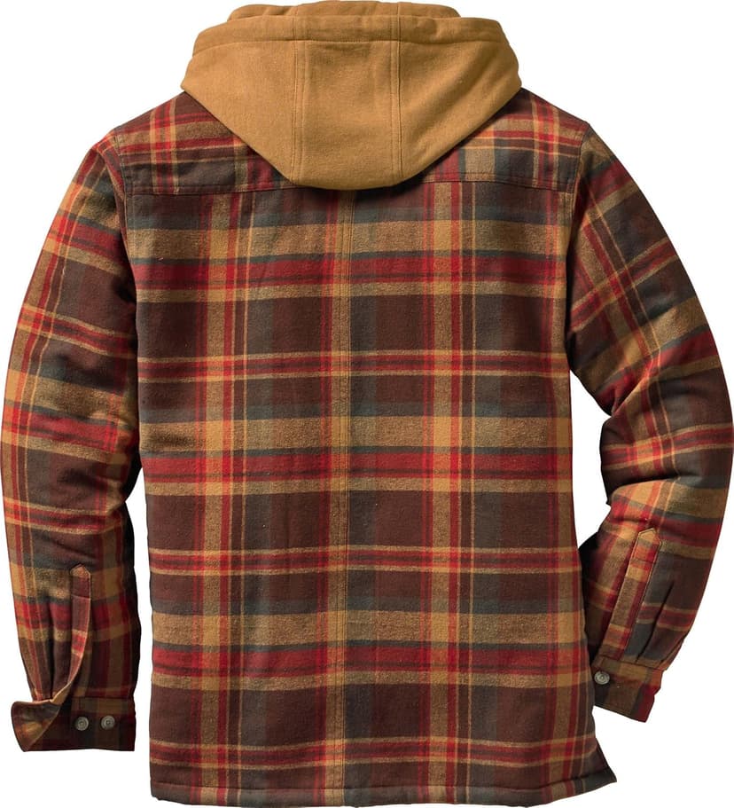 Legendary Whitetails Men's Plaid Flannel Shirt Jacket Quilted with Hood Polyfill Insulated